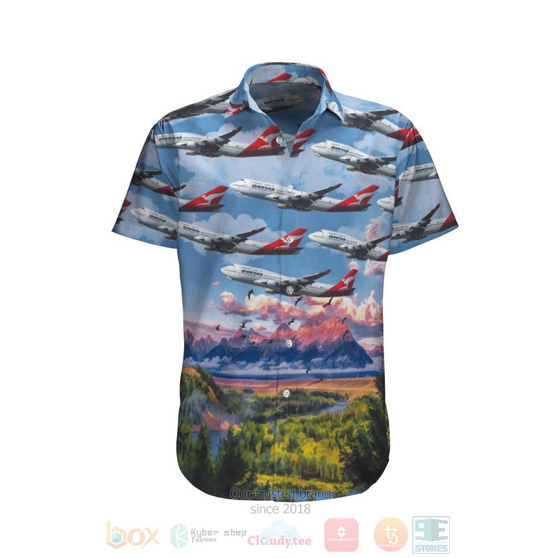 BEST Australia Qantas Boeing 747-438-ER Blue 3D Aloha Shirt 21 Australia Qantas Boeing 747 438 ER Blue Hawaiian Shirt