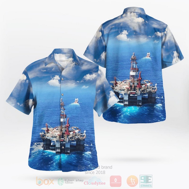 BEST Australia offshore Drilling Rig Ocean 3D Aloha Shirt word2