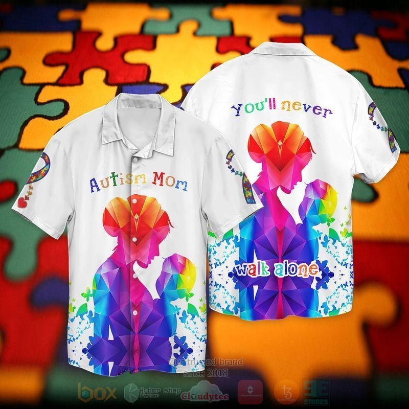 BEST Autism Awareness Autism Mom Walk Alone All Over Print Aloha Shirt 2 Autism Awareness Autism Mom Walk Alone Short Sleeve Hawaiian Shirt