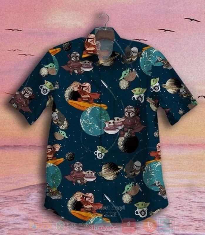 Star Wars Baby Yoda Navy Short Sleeve Hawaiian Shirt
