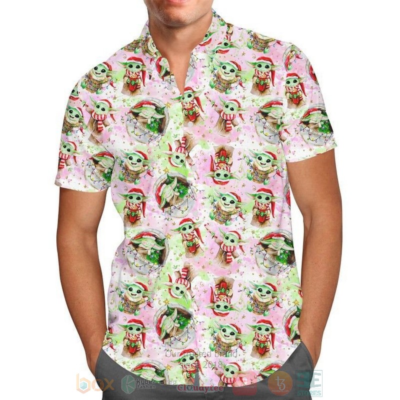 Baby Yoda Christmas Star Wars Short Sleeve Hawaiian Shirt