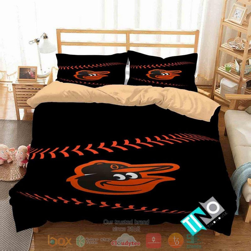 Baltimore Orioles MLB logo black Bedding Set