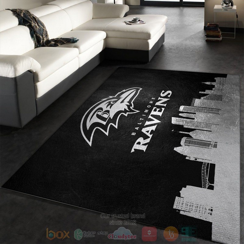 Baltimore Ravens Skyline NFL Team Logos Area Rugs