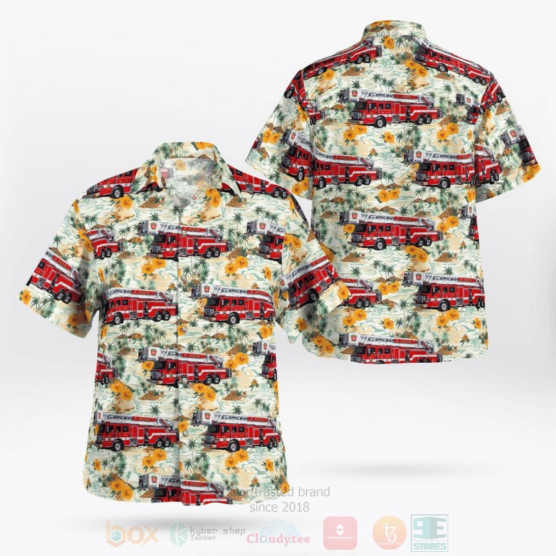 BEST Bangor Fire Department, Maine Ladder 3D Aloha Shirt word3