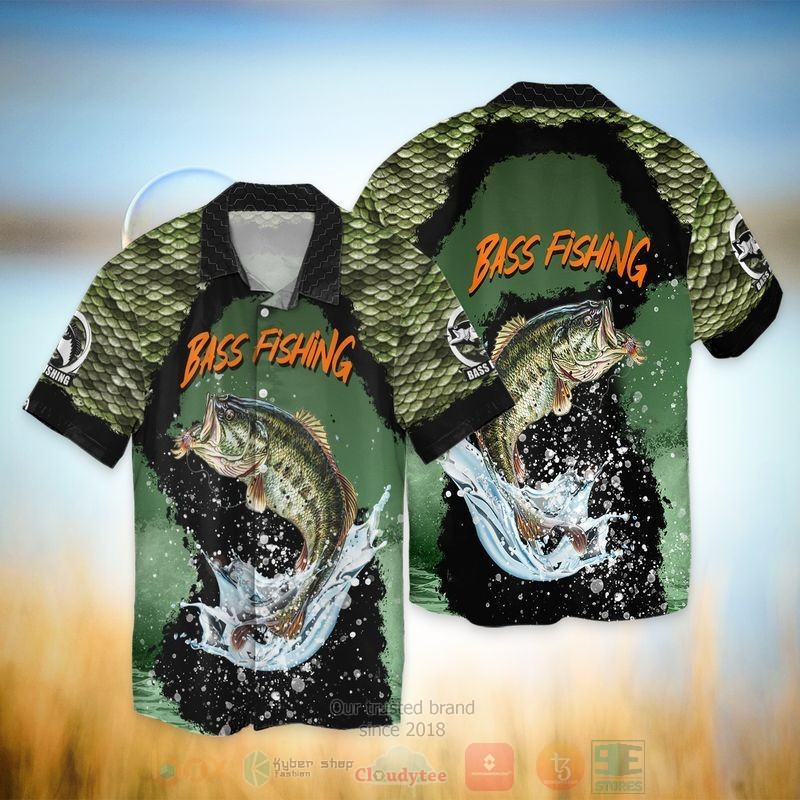 BEST Bass Fishing Ocean All Over Print Tropical Shirt 2 Bass Fishing Ocean Short Sleeve Hawaiian Shirt