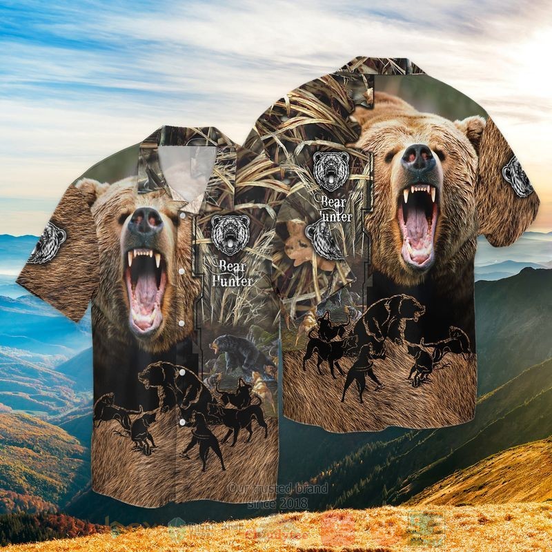 BEST Bear Hunter All Over Print Tropical Shirt 1 Bear Hunter Short Sleeve Hawaiian Shirt