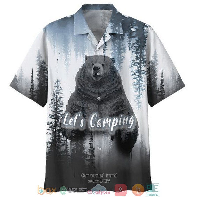 NEW Bear Let's camping Hawaii Shirt