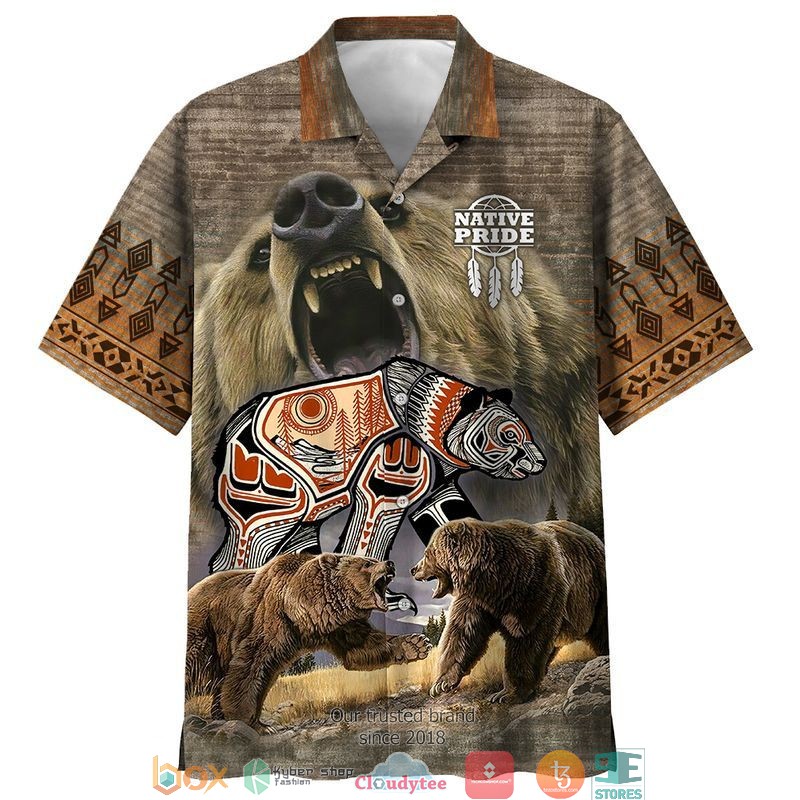 Bear Native Pride Short Sleeve Hawaiian Shirt