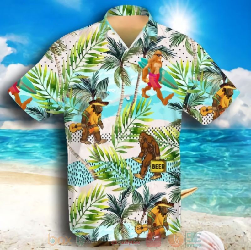 BEST Bigfoot In The Beach All Over Print Aloha Shirt 3 Bigfoot In The Beach Short Sleeve Hawaiian Shirt