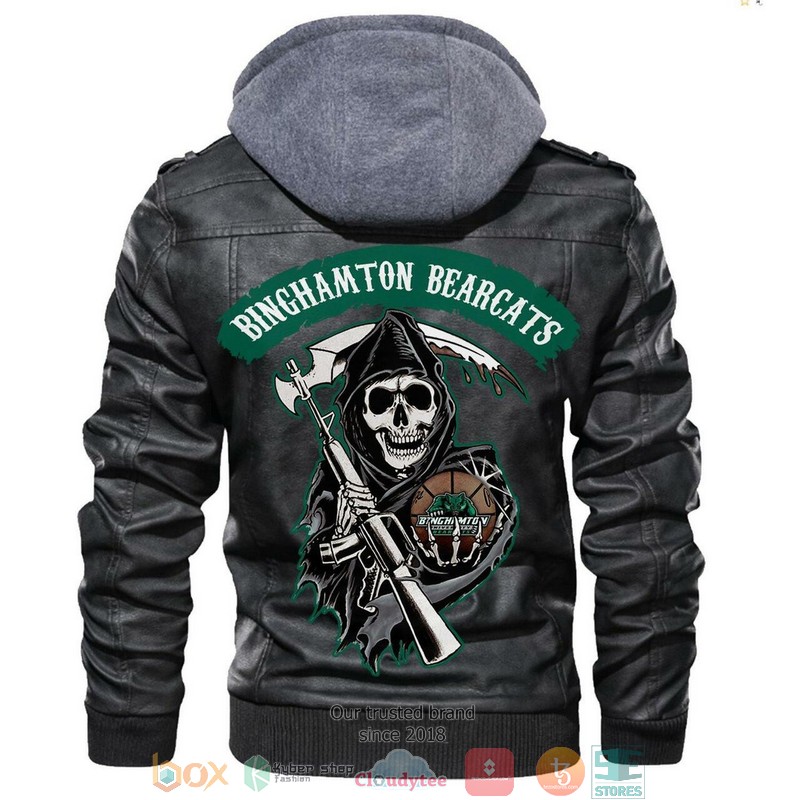 Binghamton Bearcats NCAA Basketball Black Leather Jacket