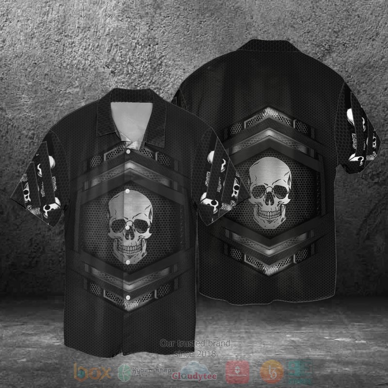 BEST Black Skull All Over Print Aloha Shirt 1 Black Skull Short Sleeve Hawaiian Shirt