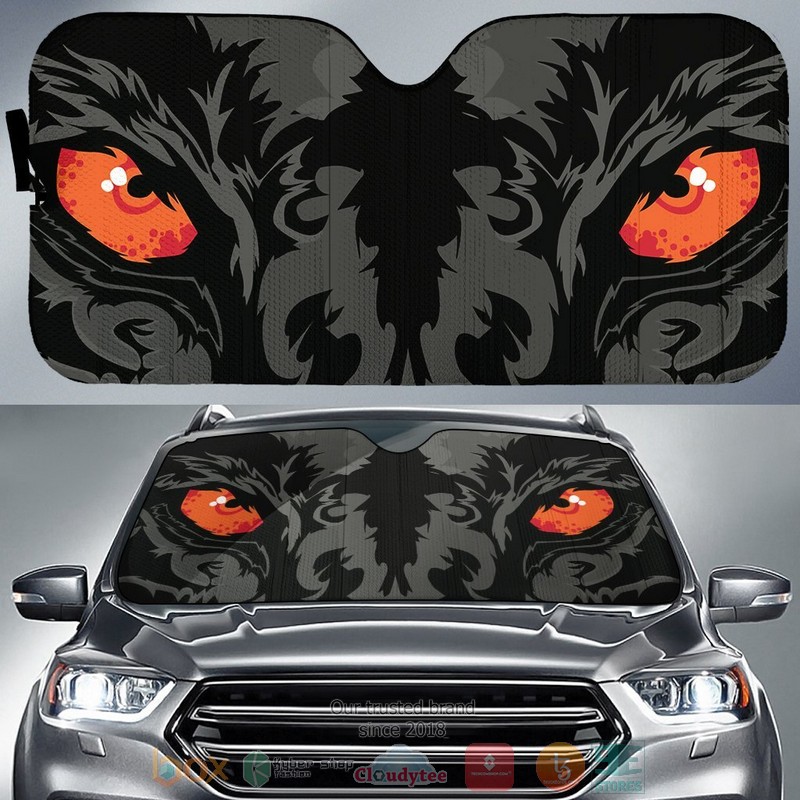 Black Wolf Cartoon Eyes Car Sunshade