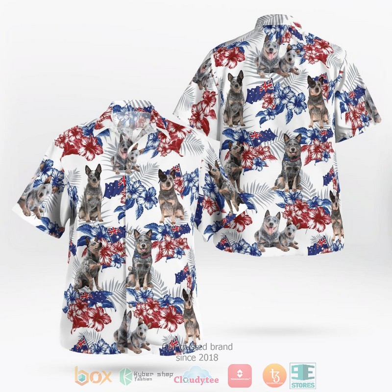 Blue Heeler Australian Cattle Dog 4th of July Hawaiian Shirt word1