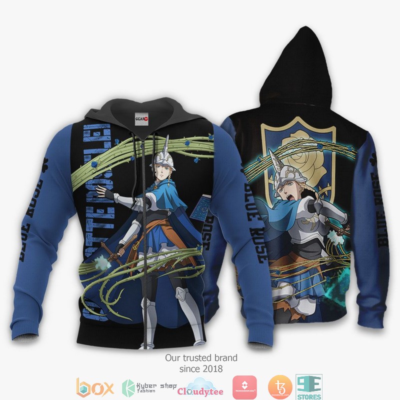 Blue Rose Charlotte Roselei Black Clover Anime 3d Hoodie Bomber jacket