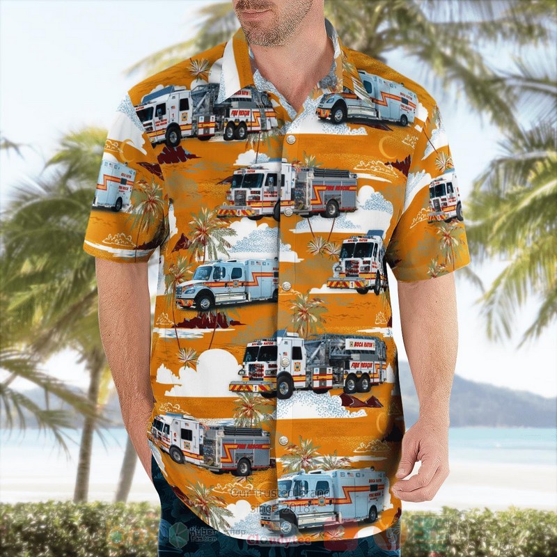 BEST Boca Raton, Palm Beach County, Florida, Boca Raton Fire Rescue Services 3D Aloha Shirt word1