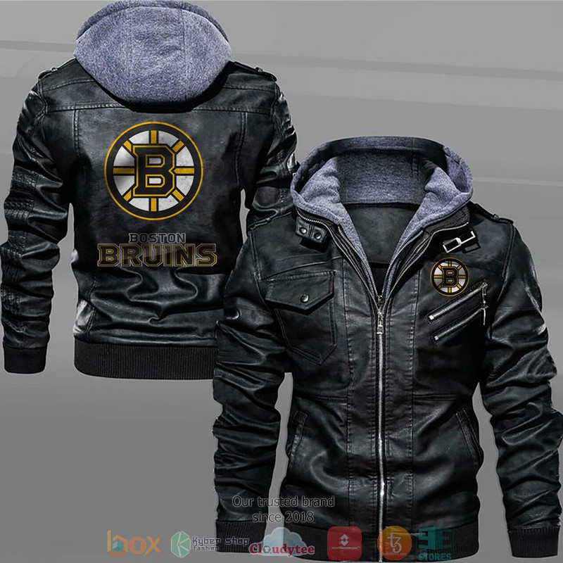 Boston Bruins Black Brown Leather Jacket