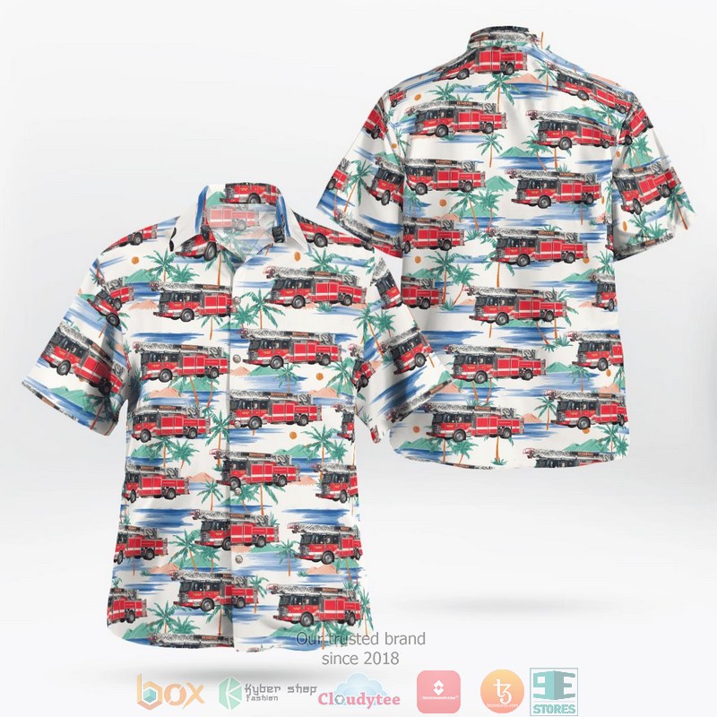 Bridgeport Fire Department Connecticut Ladder Truck Hawaiian shirt word3