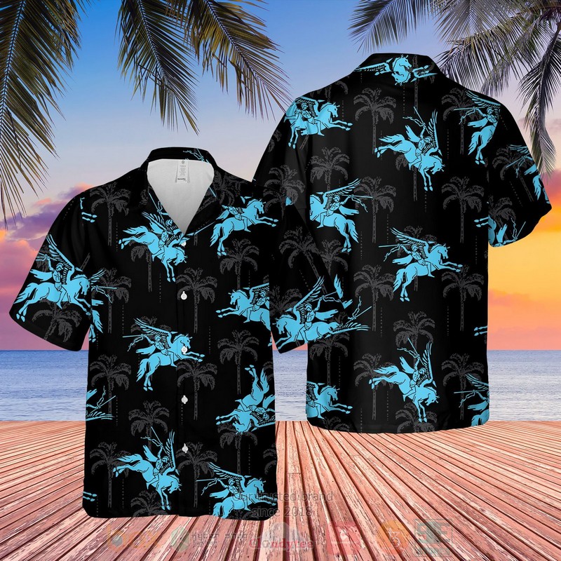 British Army Paras Airborne Forces Pegasus Black Hawaiian Shirt