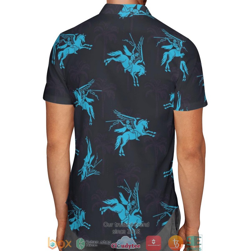 British Army Paras Airborne Forces Pegasus Cyan pattern Limited Hawaiian Shirt word2