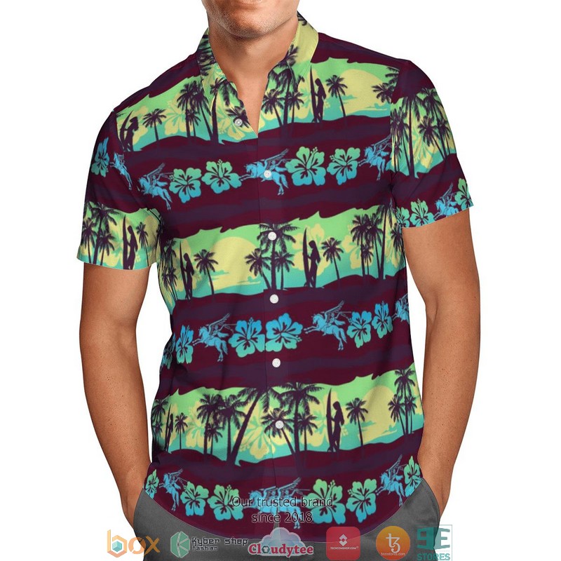 British Army Paras Airborne Forces Pegasus Dark Red Limited Hawaiian Shirt word1