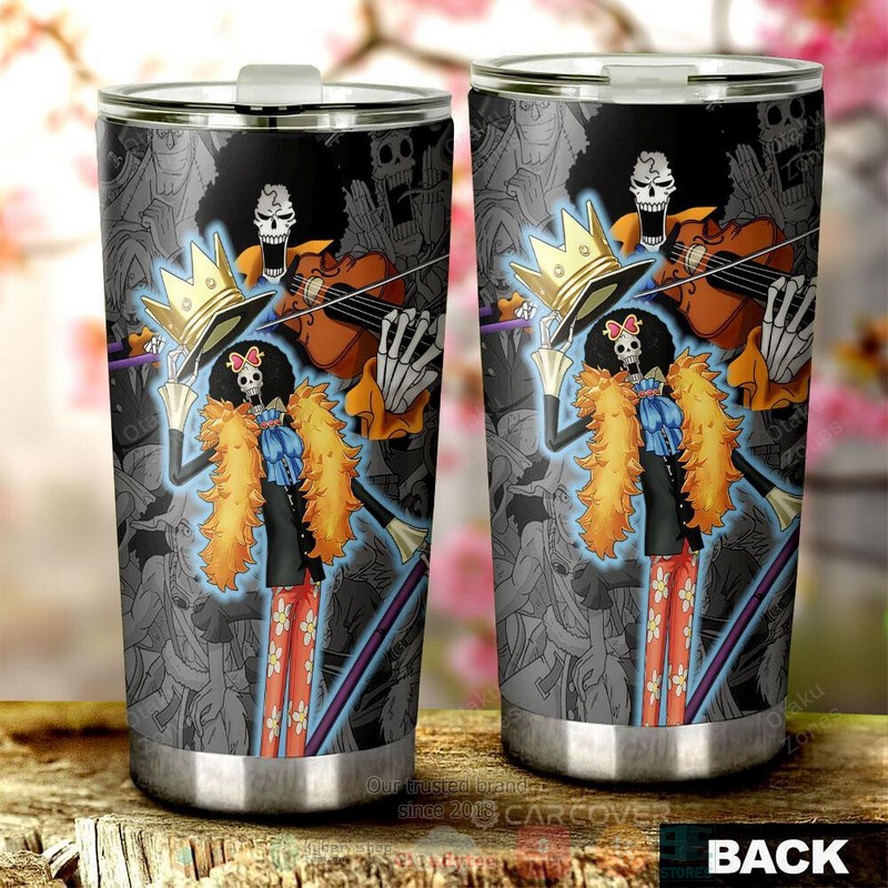 BEST Brook One Piece Grey Anime 3D Steel Tumbler 3 Brook One Piece Grey Anime Tumbler 1 2
