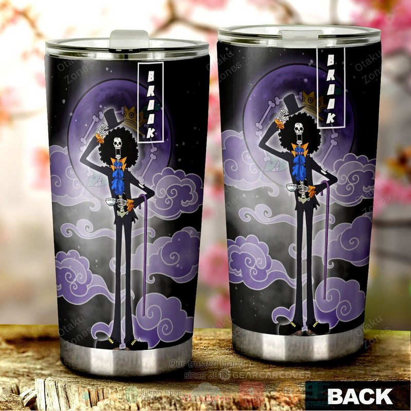 BEST Brook One Piece Purple-Black Anime 3D Steel Tumbler 3 Brook One Piece Purple Black Anime Tumbler 1 2