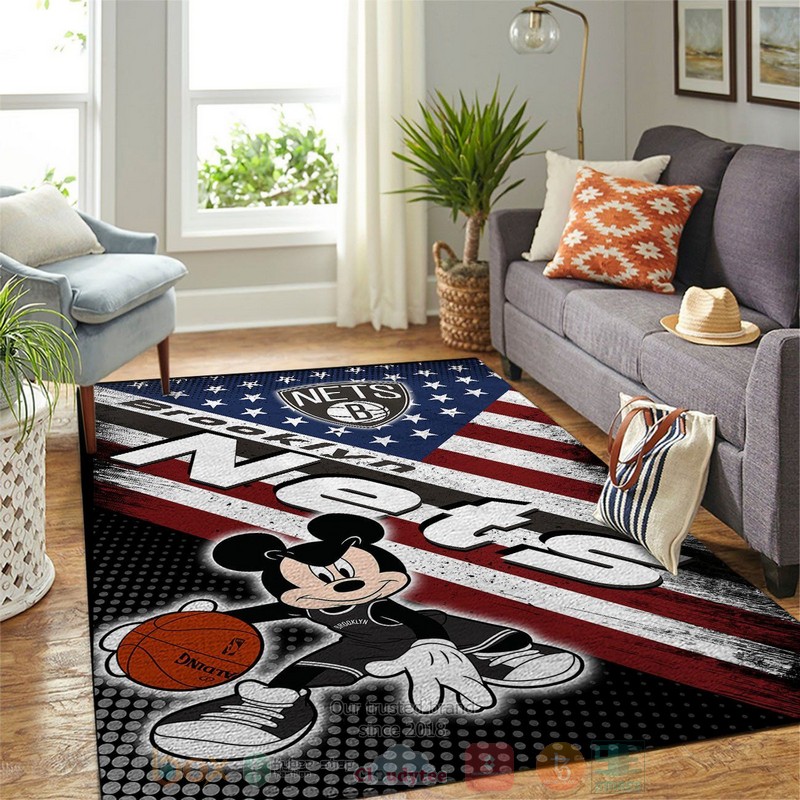 Brooklyn Nets Nba Team Logo Mickey Us Area Rugs 1