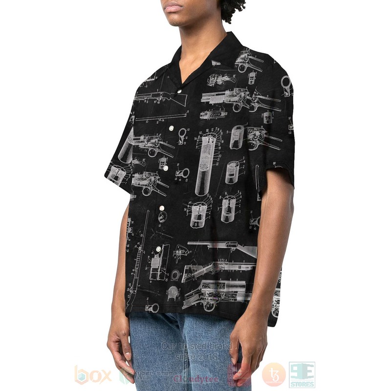 Browning Shotgun Patent Black Hawaiian Shirt