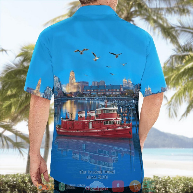 Buffalo New York Buffalo Fire Department Edward M. Cotter Fireboat Hawaiian shirt word3