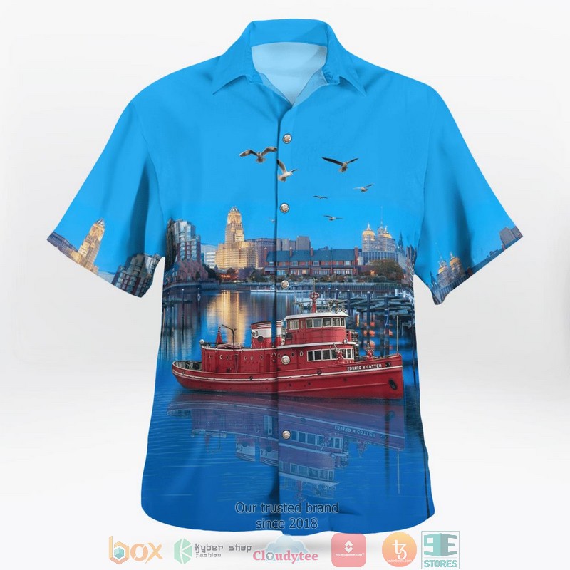 Buffalo New York Buffalo Fire Department Edward M. Cotter Fireboat Hawaiian shirt word3