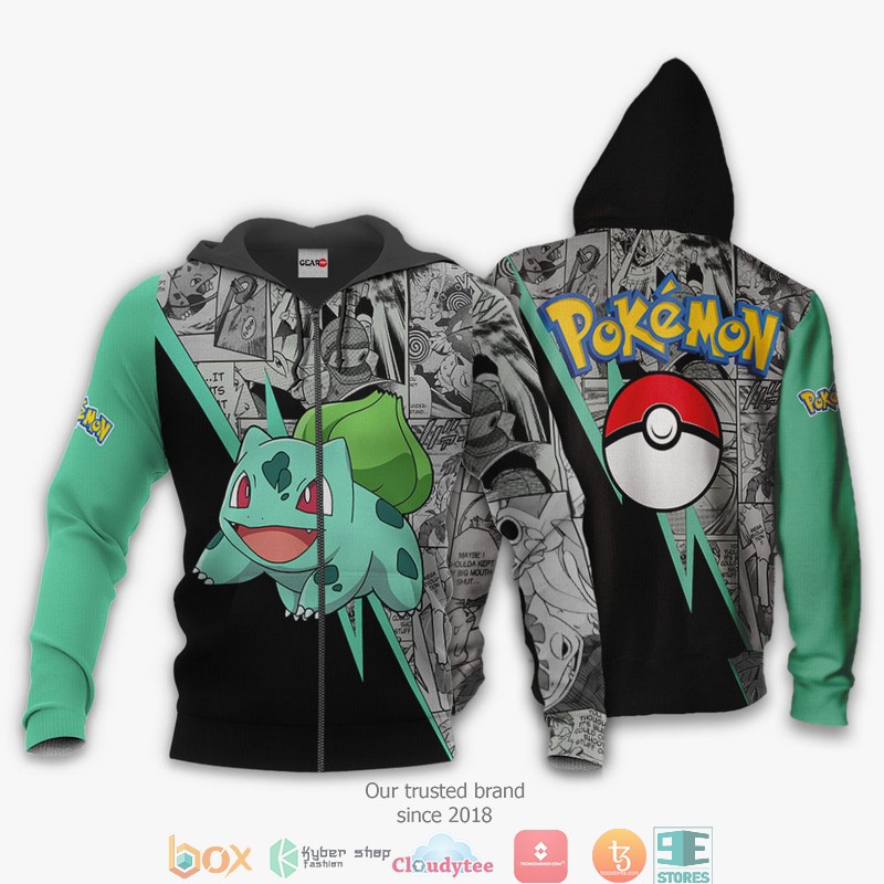 Bulbasaur Anime Pokemon Merch Mix Manga 3d Hoodie Bomber jacket