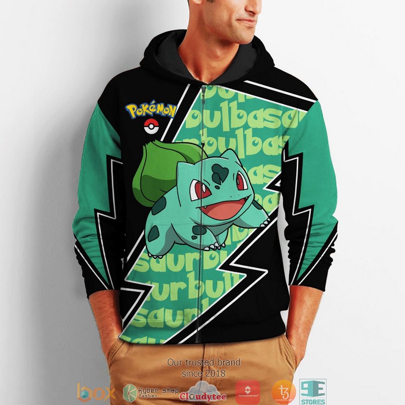 Bulbasaur Pokemon 3d over printed hoodie 2 Bulbasaur Pokemon 3d over printed hoodie 1