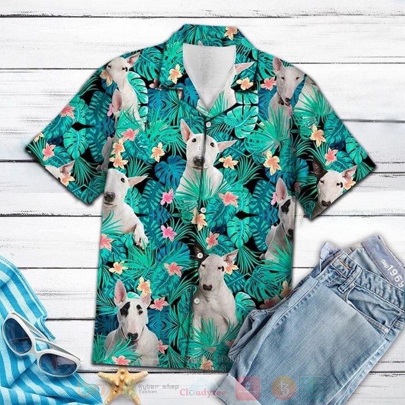 Bull Terrier Dog Summer Short Sleeve Hawaiian Shirt