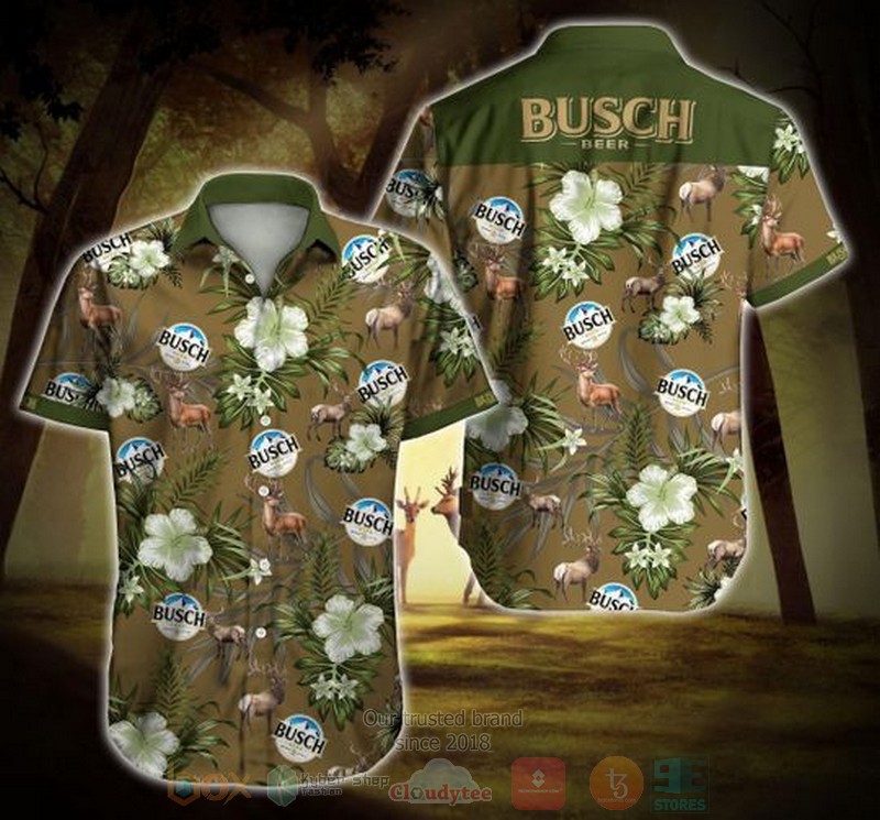 BEST Busch Beer All Over Print Tropical Shirt 3 Busch Beer Short Sleeve Hawaiian Shirt