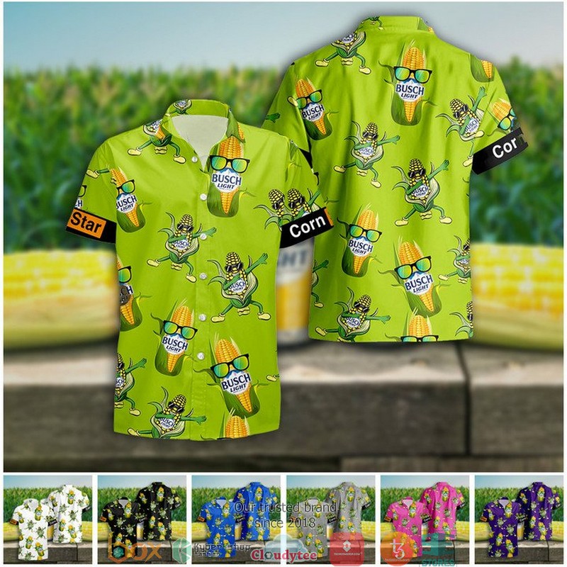 Busch Light Corn cool green Limited Hawaiian Shirt word1