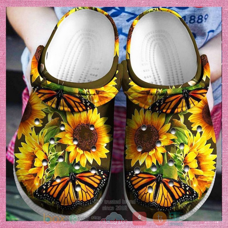 NEW Butterfly Sunflower crocs crocband shoes