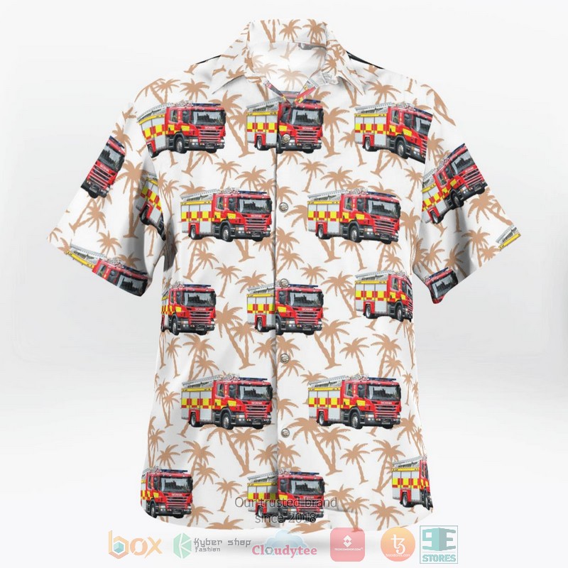 New Cambridgeshire Fire &Amp; Rescue Service Scania Water Ladder Hawaii Shirt 2