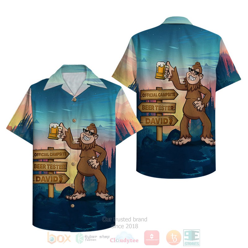BEST Camping Bigfoot Official Campsite Beer Tester Custom Name 3D Aloha Shirt word1