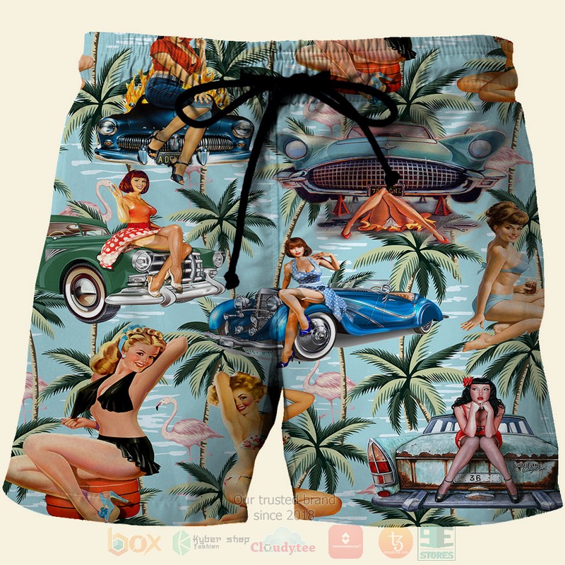 BEST Car Pinup Girl 3D Aloha Shirt, Short-Pants 3 BEST Car Pinup Girl 3D Aloha Shirt, Short-Pants word2