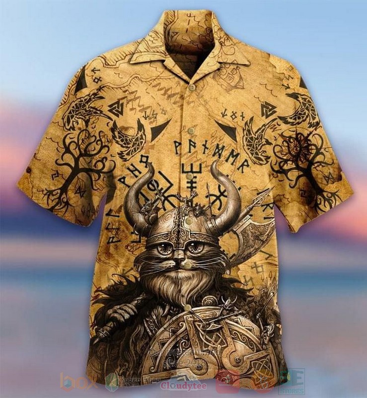 Cat Viking Short Sleeve Hawaiian Shirt