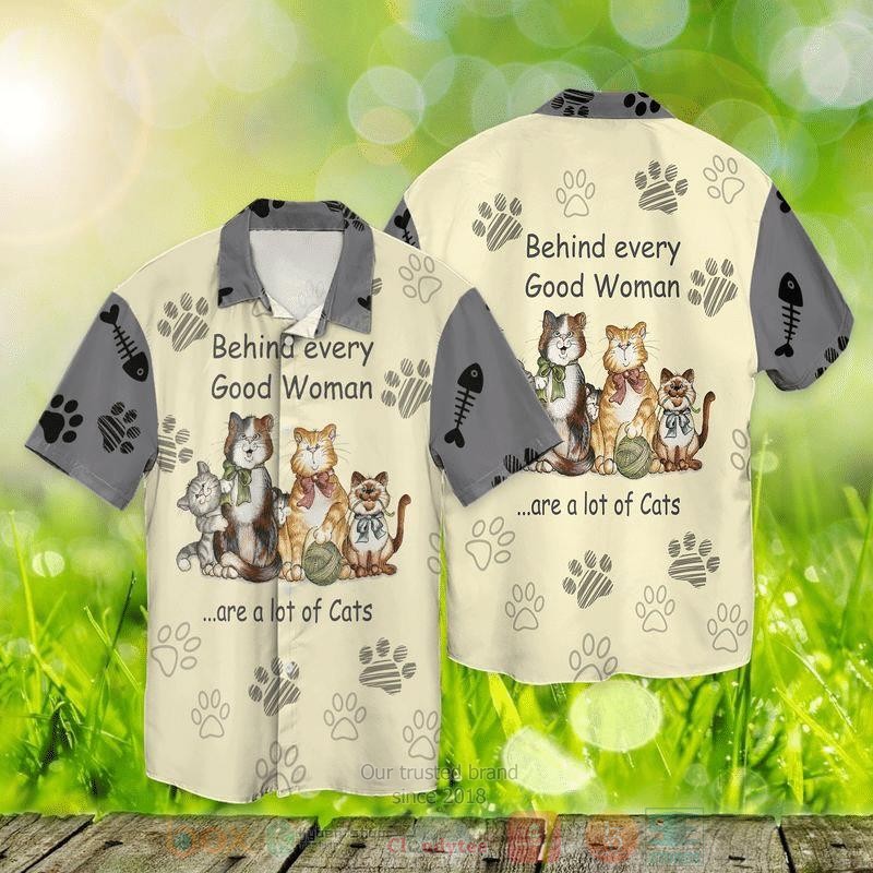 BEST Cats Behind Every Good Woman Are A Lot Of Cats All Over Print Aloha Shirt 3 Cats Behind Every Good Woman Are A Lot Of Cats Short Sleeve Hawaiian Shirt