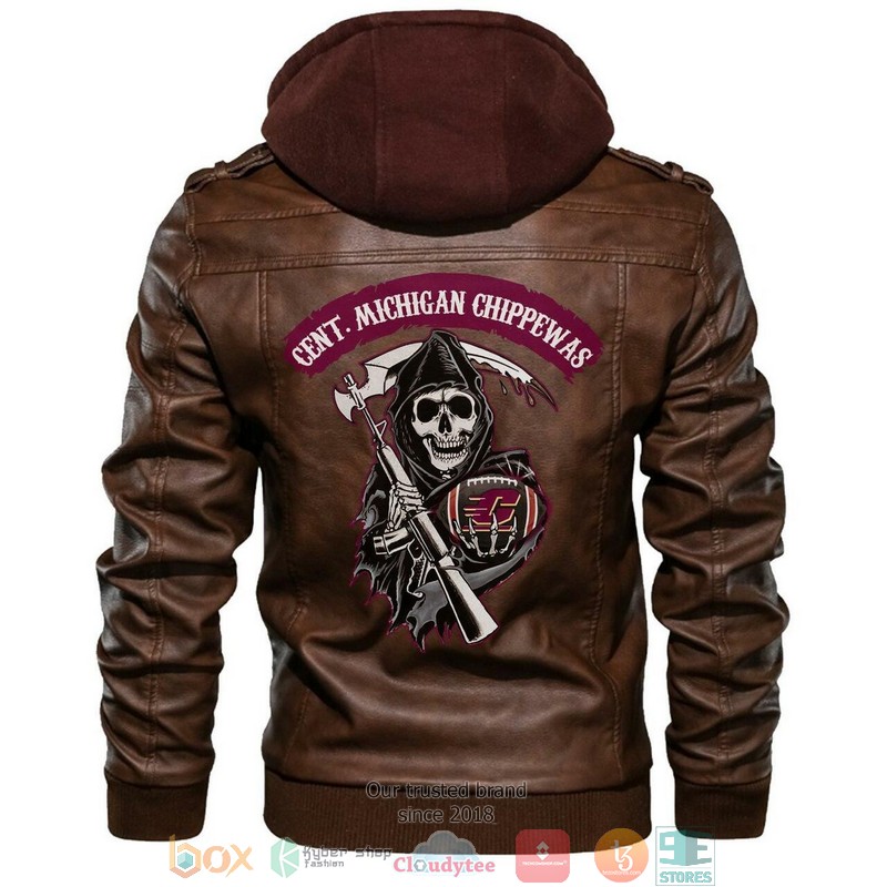 Centmichigan Chippewas NCAA Football Brown Leather Jacket