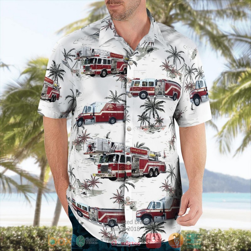 Charlotte County Florida Charlotte County Fire & EMS Hawaiian Shirt word1