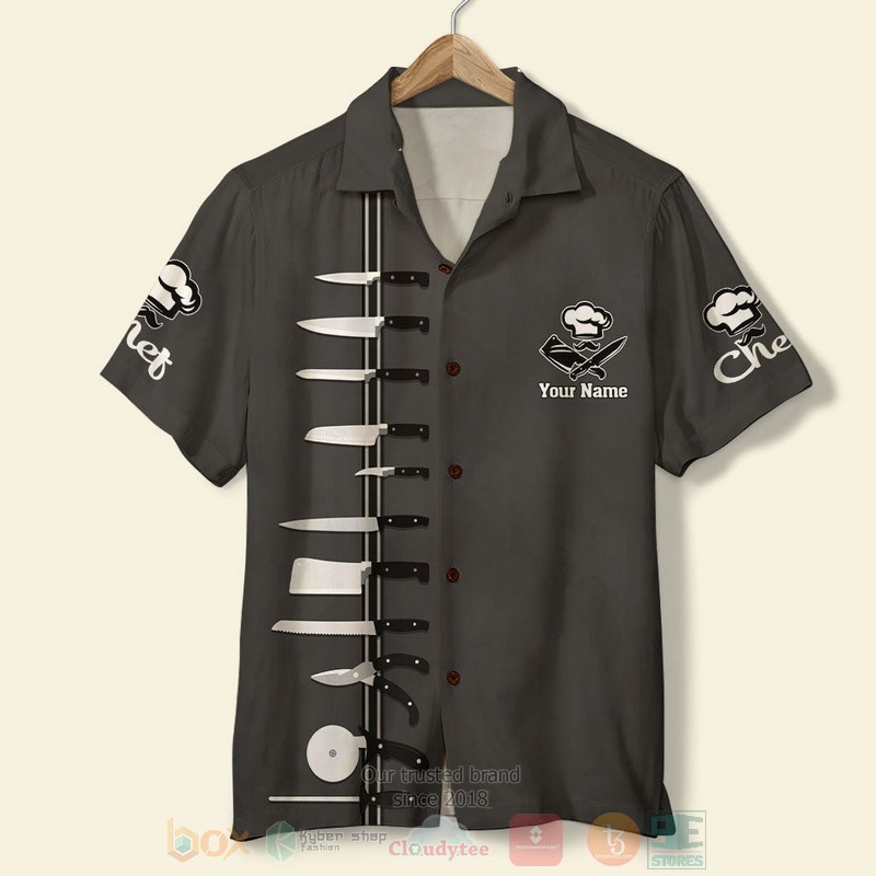 BEST Chef Hawaiian Custom Name Black 3D Aloha Shirt, Short-Pants word2