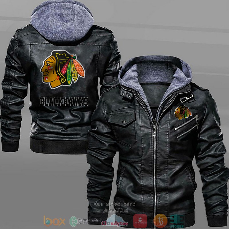 Chicago Blackhawks Black Brown Leather Jacket