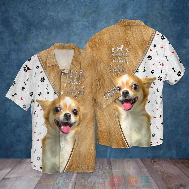 Chihuahua Kisses Fix Everything Short Sleeve Hawaiian Shirt