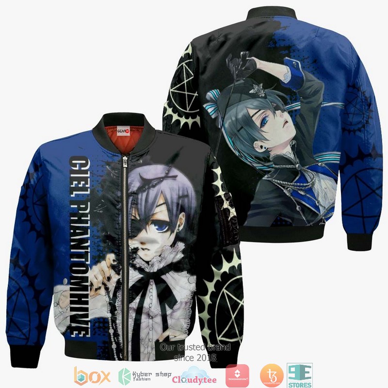 Ciel Phantomhive Black Butler Anime 3d Hoodie, Bomber jacket 4 Ciel Phantomhive Black Butler Anime 3d Hoodie Bomber jacket 1 2 3