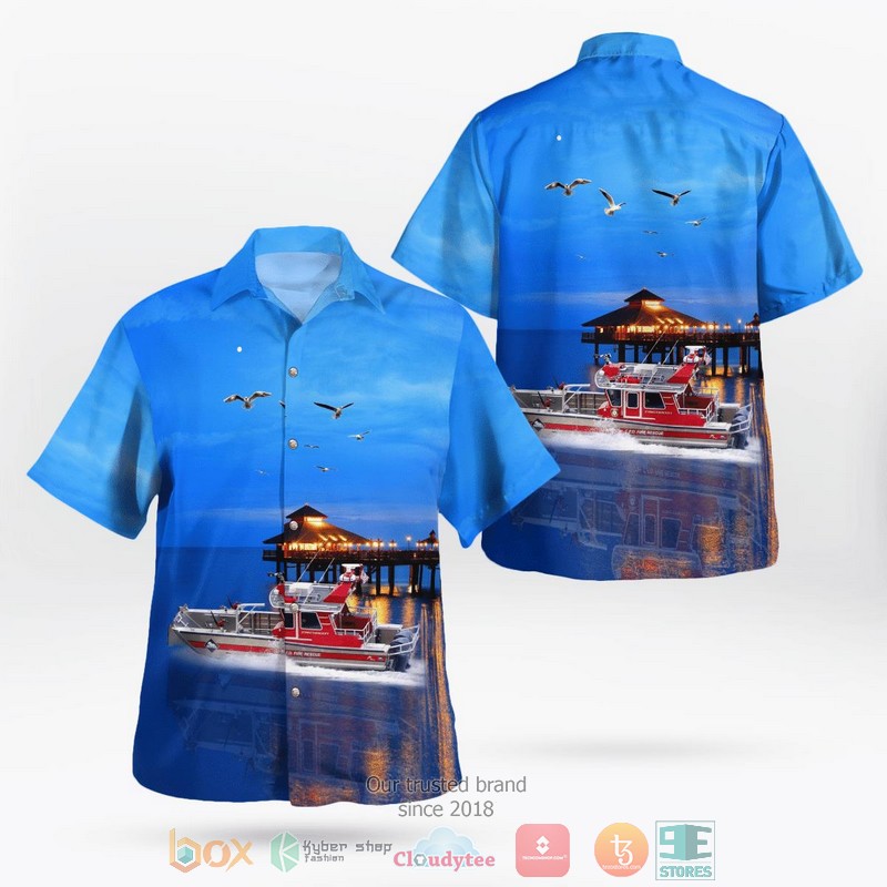 Cincinnati Fire Department Fireboat Ohio Hawaiian Shirt word1