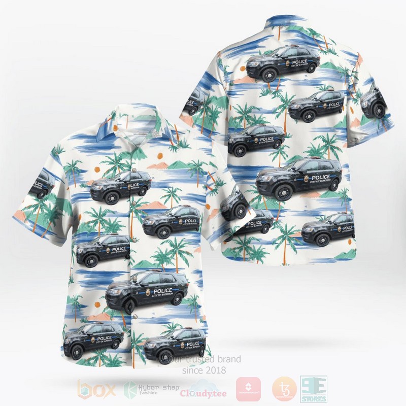 BEST City of Superior, Wisconsin Police Department Police Interceptor Utility 3D Aloha Shirt word1