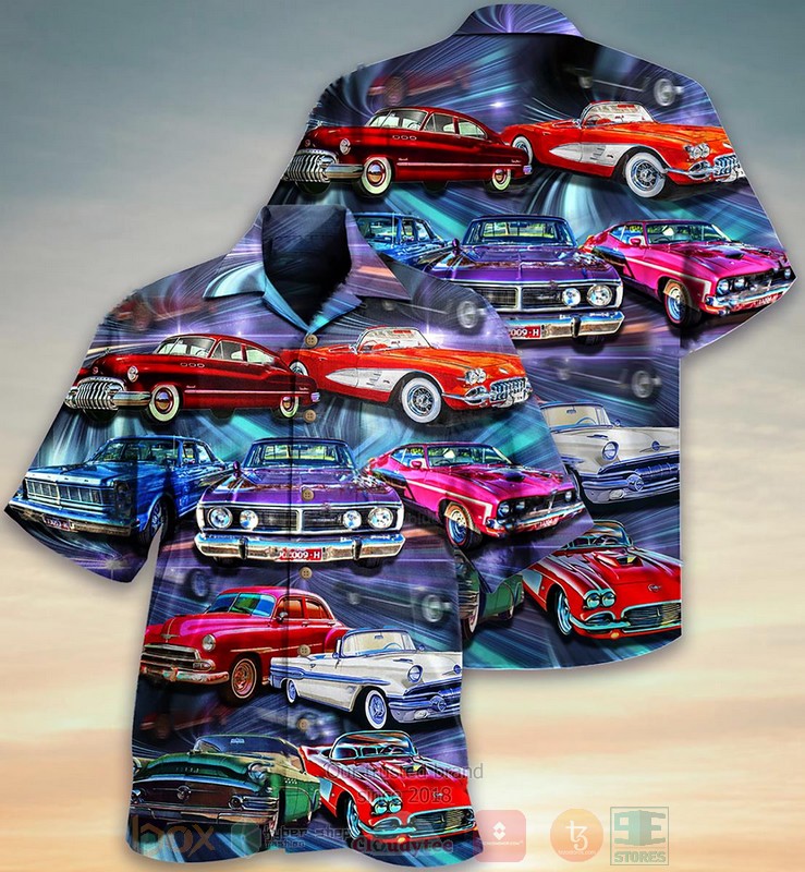 BEST Classic Cars On The Track 3D Aloha Shirt word2